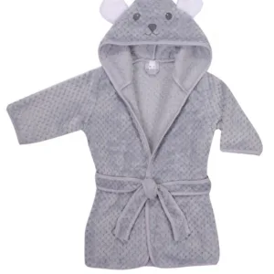 Halat de baie Ursulet pufos cu gluga si urechi 80-92cm Grey