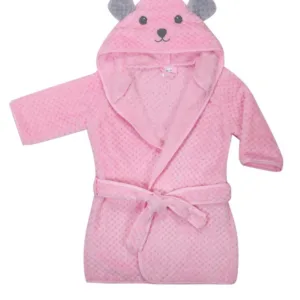 Halat de baie Ursulet pufos cu gluga si urechi 80-92cm Pink