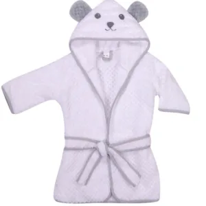 Halat de baie Ursulet pufos cu gluga si urechi 80-92cm White