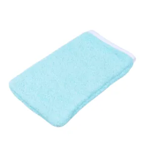 Halat de baie cu gluga frotir bumbac bleu 7-8 ani + manusa