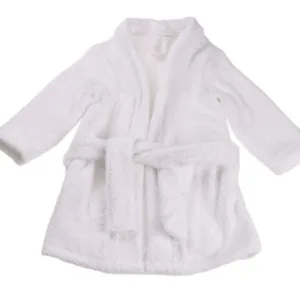 Halat de baie frotir bumbac 100 alb copii 5-6 ani