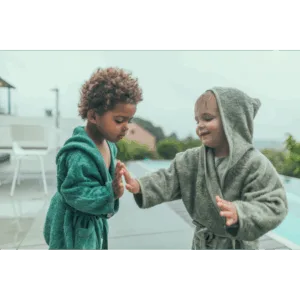 Halat de baie frotir din bambus pentru copii 8-10 ani Aspen Green