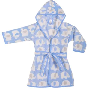 Halat de baie pufos cu gluga 80-92 cm Blue Elefant