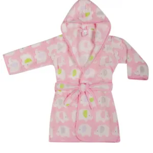 Halat de baie pufos cu gluga 80-92 cm Pink Elefant