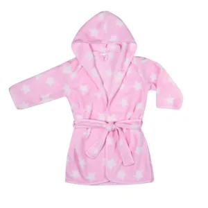 Halat de baie pufos cu gluga 92-104 cm Pink Stars