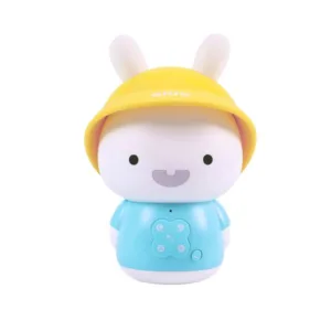 Iepuras educativ pentru copii cu povesti si cantece Alilo Baby Bunny albastru 15 cm