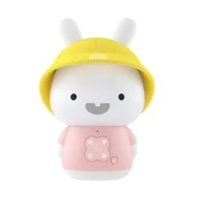 Iepuras educativ pentru copii cu povesti si cantece Alilo Baby Bunny roz 15 cm