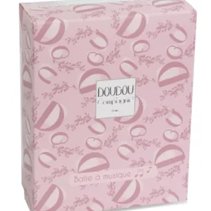 Iepuras muzical Doudou Roz 20 cm pentru patut sau carucior