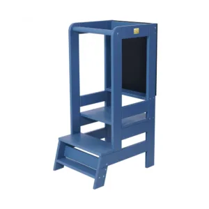 Inaltator Learning Tower cu tabla de scris MeowBaby lemn Albastru inchis