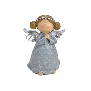 Ingeras decorativ gri argintiu Statueta Craciun 31 cm