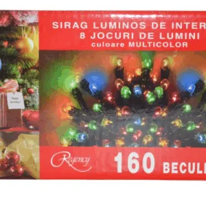 Instalatie de Craciun sirag luminos cu 8 jocuri de lumini 160 de beculete multicolor