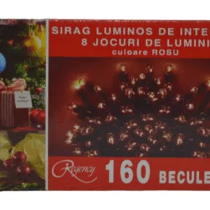 Instalatie de Craciun sirag luminos cu 8 jocuri de lumini 160 de beculete rosii