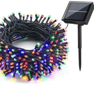 Instalatie liniara de Craciun lumina led multicolora cu incarcare solara 100 leduri 10m