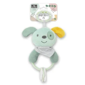 Jucarie de plus Catelus Verde 20 cm cu forme geometrice zornaitoare 0 luni+