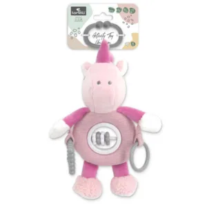 Jucarie de plus cu inel pentru agatat Unicorn Roz 24 cm 0 luni+