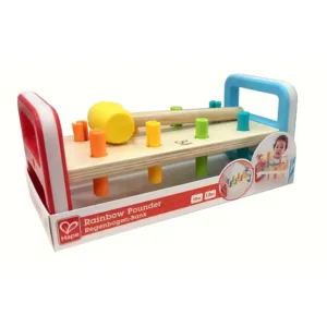 Jucarie educativa cu ciocanel din lemn Hape Rainbow
