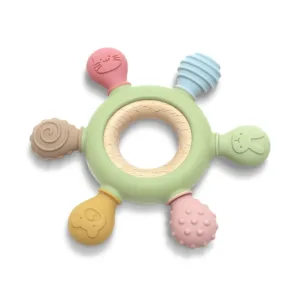 Jucarie pentru dentitie cu zornaitoare din silicon Lorelli Baby Care Fresh Green
