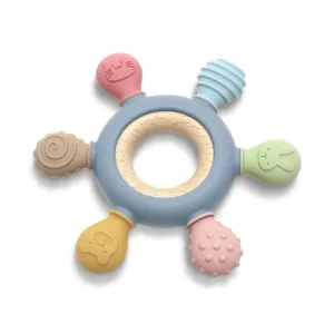 Jucarie pentru dentitie cu zornaitoare din silicon Lorelli Baby Care Gri