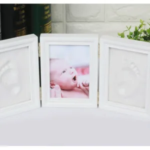 Kit rama foto tripla mobila cu 2 amprente mulaj Culoare rama Alb Culoare kit mulaj Albastru