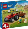 LEGO® City - Tractor de ferma rosu cu remorca si oi (60461)