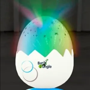 Lampa de veghe si proiector pentru copii si bebelusi BO Jungle forma Ou cu stelute