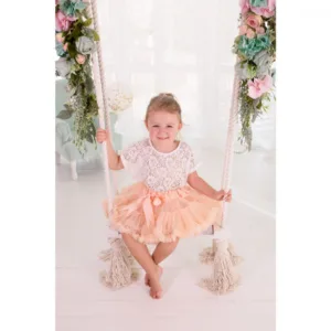 Leagan din lemn si spuma by BabySteps pentru copii WoodSwing catifea Velvet Bej