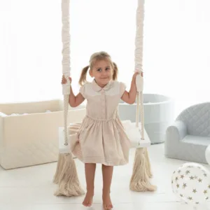 Leagan din lemn si spuma by BabySteps pentru copii WoodSwing catifea Velvet Sepia rose