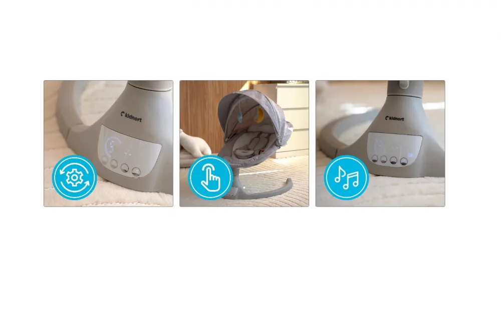 Leagan electric cu 5 moduri de balansare pentru copii Kidnort Svaie Black