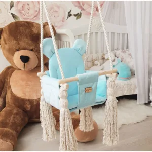 Leagan pentru copii si bebelusi Catifea Velvet perna detasabila ursulet Teddy Baby blue