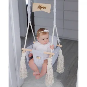 Leagan pentru copii si bebelusi Catifea Velvet perna detasabila ursulet Teddy Vintage beige