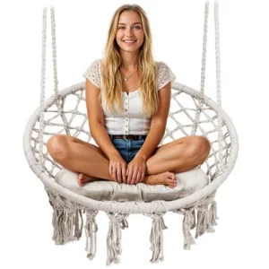 Leagan suspendat pentru copiiadulti Sofotel Boho Bej utilizare interiorexterior 80x63x57 cm
