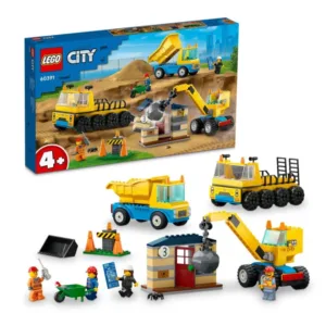 Lego City Camioane de constructie si macara cu bila pentru demolari 60391