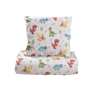 Lenjerie 3 piese model Dinozauri + Protectie impermeabila patut 120x60 cm