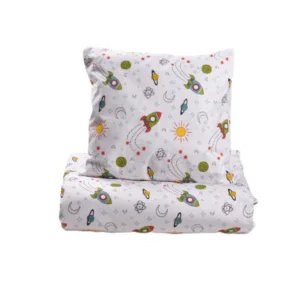 Lenjerie 3 piese model Rachete + Protectie impermeabila patut 120x60 cm