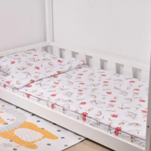Lenjerie 3 piese pat 90x200 cm model flori de bumbac