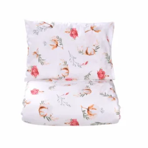 Lenjerie 5 piese patut 120x60 cm bumbac model Flori de bumbac