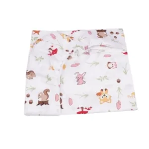 Lenjerie 5 piese patut 120x60 cm bumbac model animalute si ciuperci