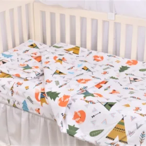 Lenjerie 6 piese patut 120x60 cm bumbac model Animalute