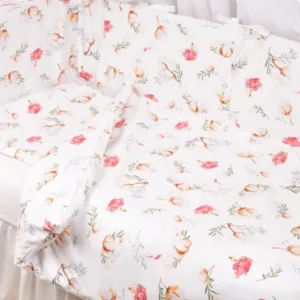 Lenjerie 6 piese patut 120x60 cm bumbac model Flori de bumbac