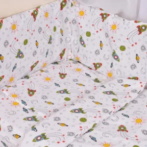 Lenjerie 6 piese patut 120x60 cm bumbac model Rachete