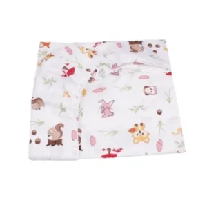 Lenjerie 6 piese patut 120x60 cm bumbac model animalute si ciuperci