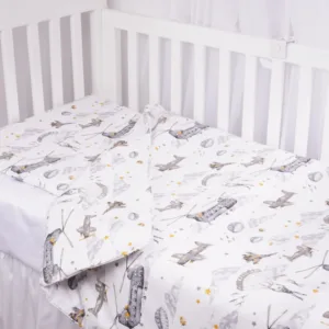 Lenjerie 6 piese patut 120x60 cm bumbac model soldatei gri