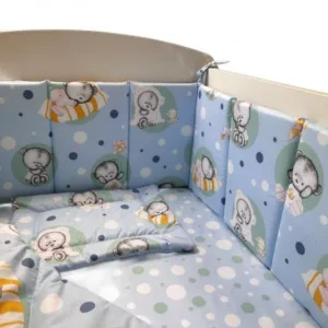 Lenjerie cu 5 piese pentru patut 120x60 cm Micul Ursulet