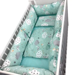 Lenjerie cu perne lungi pat 140x70 cm Norisori cu luna vernil