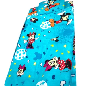 Lenjerie de pat 3 piese cu cearceaf plapumioara si pernuta slim 140x70 cm Croitoria Noastra Mickey turquise