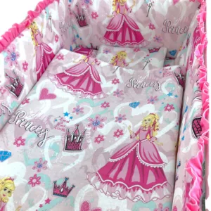 Lenjerie de pat 3 piese cu cearceaf plapumioara si pernuta slim 140x70 cm Croitoria Noastra Princess