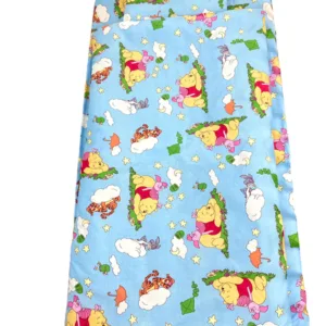 Lenjerie de pat 3 piese cu cearceaf plapumioara si pernuta slim 140x70 cm Croitoria Noastra Winnie pe albastru