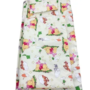 Lenjerie de pat 3 piese cu cearceaf plapumioara si pernuta slim 140x70 cm Croitoria Noastra Winnie pe galben