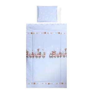 Lenjerie de pat 4 piese Lorelli 60 x 120 cm Blue Trains