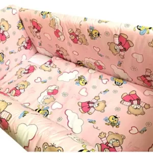 Lenjerie de pat Maxi Ursi cu albine pe roz 120x60 cm